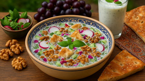 آب دوغ خیار سنتی و خوشمزه به روش رستورانی و خانگی